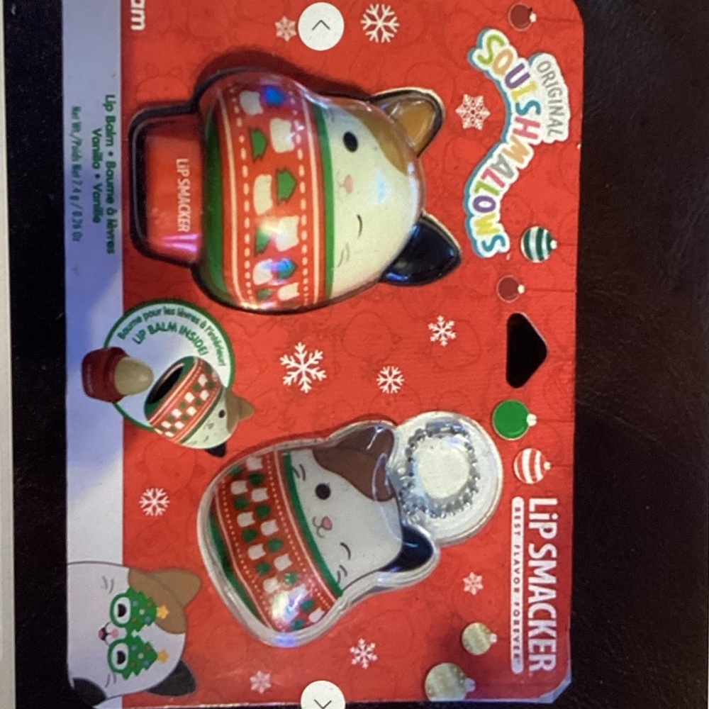 Lip Smacker Squishmallows Holiday Cat Lip Balm Duo - Red, Green, White